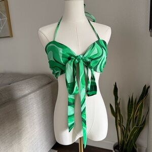 Green Crop Halter Top S Boutique Groovy Sexy Going Out Boho Vacation Y2K Rave